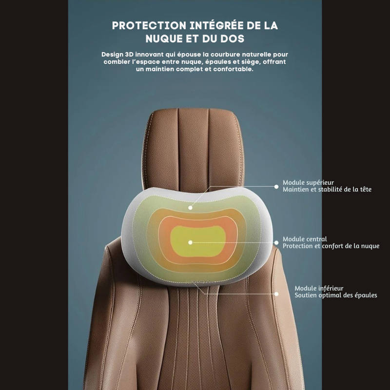 Oreiller ergonomique voiture – Soulage la nuque et le dos | ErgoComfort™