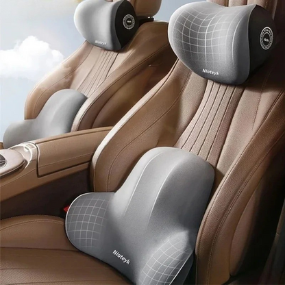 Set de Cojines Ergonómicos para Coche con Espuma Viscoelástica – Alivio Cuello y Espalda | ErgoComfort™